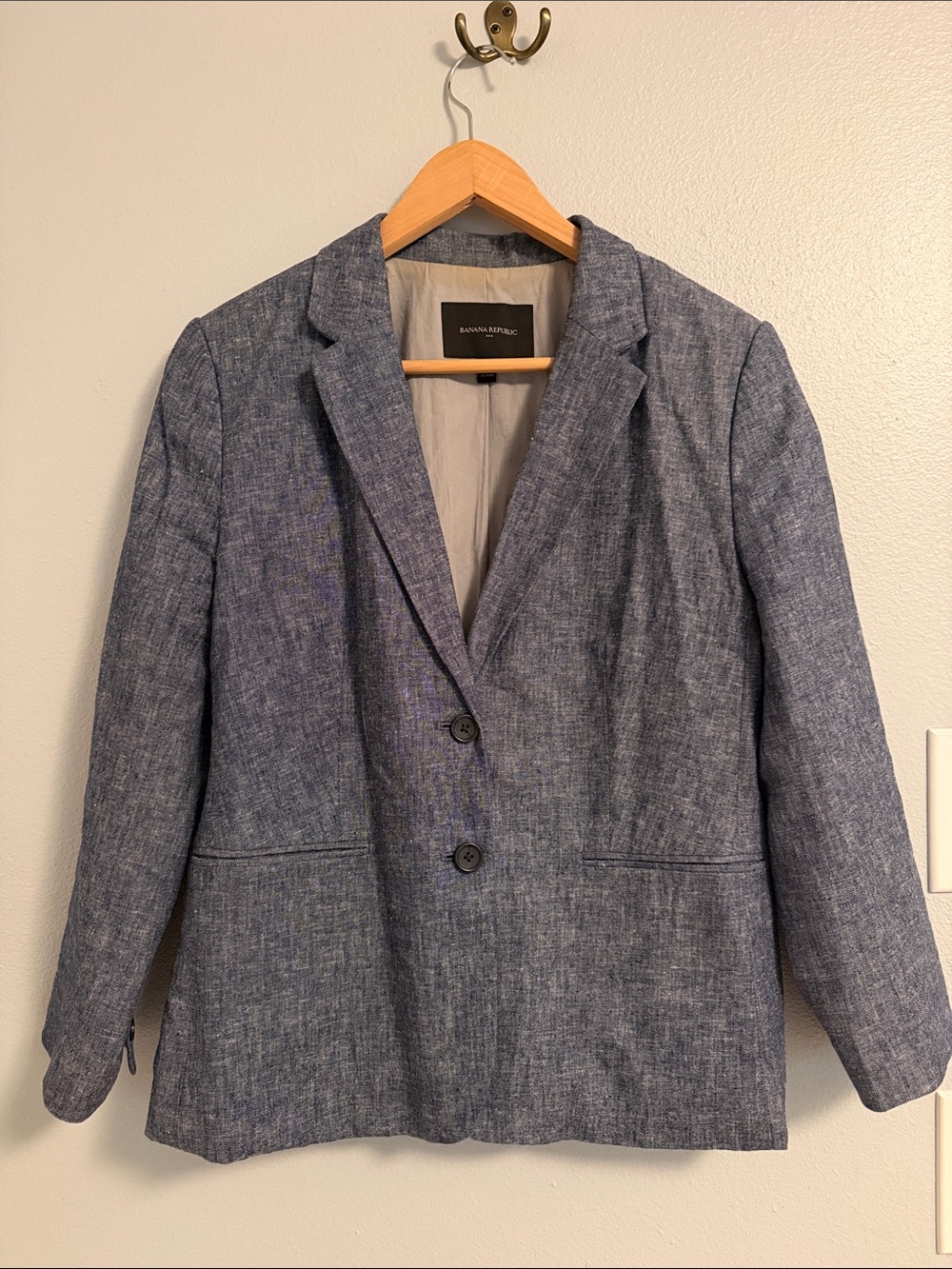 Banana Republic Women's Heathered Navy Two-Button Blazer